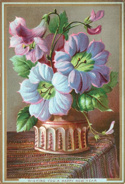 Liliom vázában, Újévi kártya (chromolitho) alkotó: English School