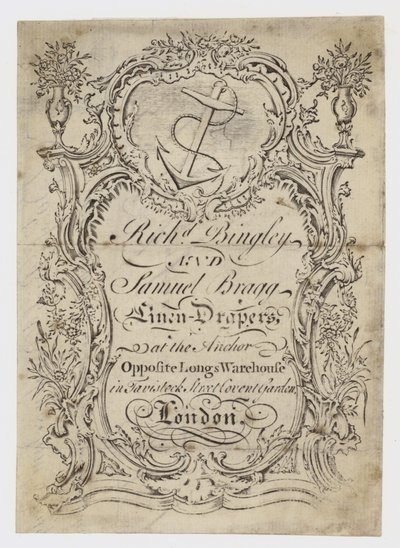 Linen Draper, Bingley & Bragg, kereskedelmi kártya alkotó: English School