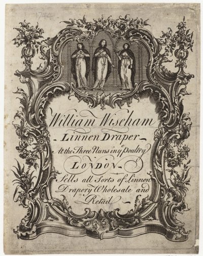 Linen Draper, William Wiseham, kereskedelmi kártya alkotó: English School