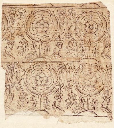 Tudor Rose mintás béléspapír, 1550 körül (fatömb nyomat) alkotó: English School