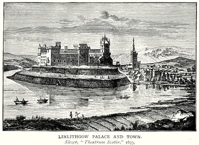Linlithgow palota és város (metszet) alkotó: English School