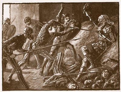 Llewelyns utolsó meccse, illusztráció a Cassells Illustrated History of Englandből (szépia fotó) alkotó: English School