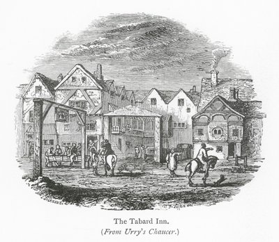Londoni klubok: The Tabard Inn (metszet) alkotó: English School