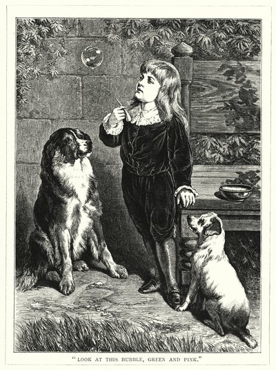 "Nézd ezt a buborékot, zöld és rózsaszín" (metszet) alkotó: English School
