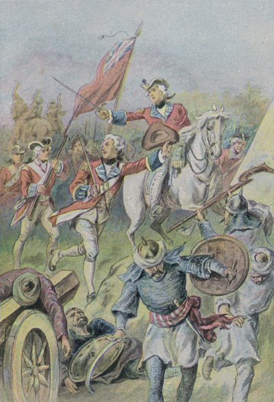 Lord Clive a britek parancsnoka az indiai Plassey-i csatában, 1757 alkotó: English School