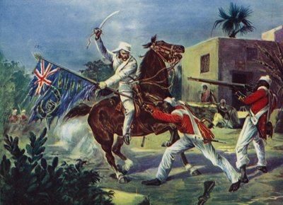 Lord Roberts két sepoyt harcolt a brit szabványért Khudaganjban, amiért az indiai lázadás során Victoria-kereszttel tüntették ki. alkotó: English School