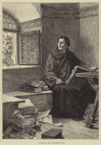 Luther a wartburgi cellában (metszet) alkotó: English School