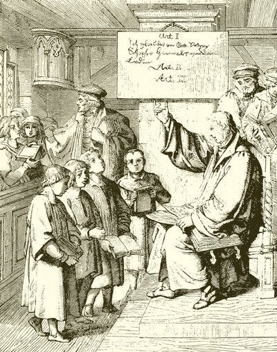 Luther gyerekeket tanít alkotó: English School