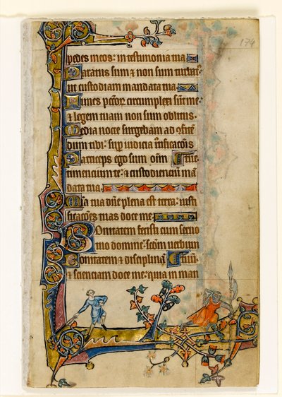 MS 1-2005, fol. 174r: Dávid és Góliát, marginális díszítés a Macclesfield Zsoltárból, Sarum használata, East Anglia, 1330 körül alkotó: English School