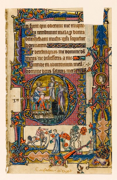 MS 1-2005, fol. 58r: Saul elküldi Doeget, hogy ölje meg Nob papjait, a Macclesfield Psalter kezdőbetűje, Sarum használata, East Anglia, 1330 körül alkotó: English School