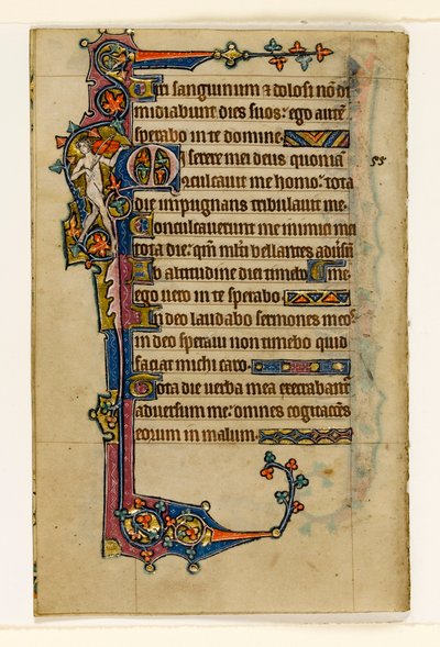 MS 1-2005, fol. 80v: Egy meztelen zenész, marginális díszítés a Macclesfield Zsoltárból, Sarum használata, East Anglia, 1330 körül alkotó: English School