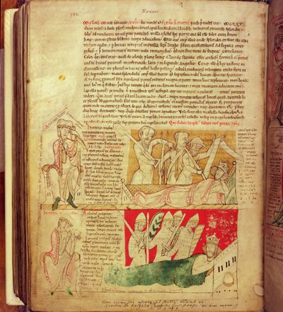 MS CCC 157 382. o. I. Henrik látomások Normandiában 1130-ban, a Worcesteri krónikából, 1130-40 körül (vellum) alkotó: English School