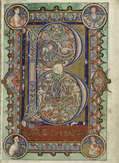 MS Hunter 229 f.22r a Hunterian Psalterből, 1170 körül (toll és tinta, valamint tempera pergamen) alkotó: English School