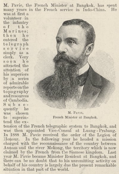 M Pavie, francia miniszter Bangkokban (metszet) alkotó: English School