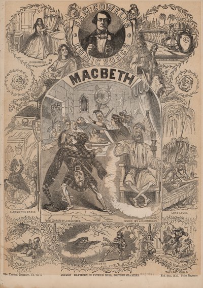 Macbeth, Sam Cowell egyik komikus dala (színes litográfia) alkotó: English School