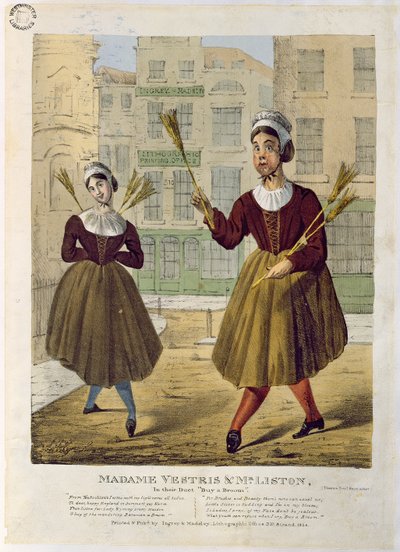Madame Vestris és Mr. Liston a Duettjükben: Buy a Broom, pub. Írta: Ingrey & Madeley, 1826 alkotó: English School