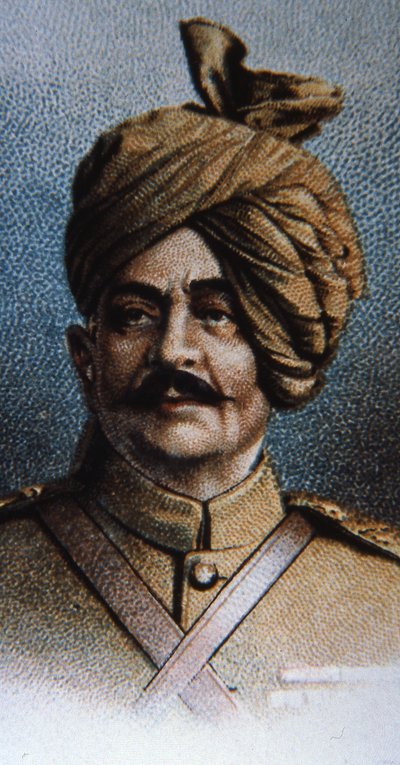 Maharajah Sir Pertab Singh, a Jodhpur Lancers ezredese (színes litó) alkotó: English School