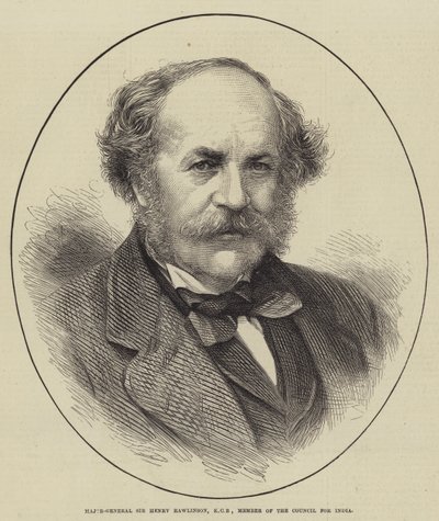 Sir Henry Rawlinson vezérőrnagy, KCB, az Indiai Tanács tagja (metszet) alkotó: English School