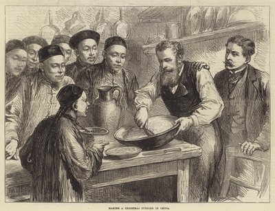 Karácsonyi puding készítés Kínában (metszet) alkotó: English School