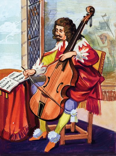 Férfi csellózik alkotó: English School