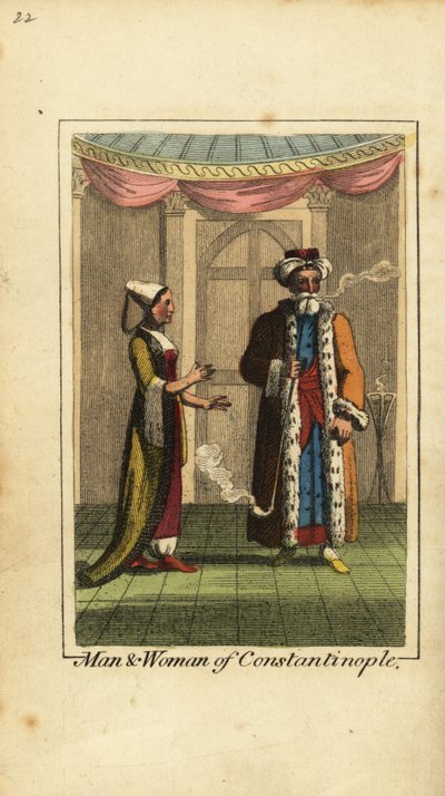 Férfi és nő Konstantinápolyban, az Oszmán Birodalomban alkotó: English School