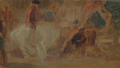 Férfi fehér lovon korábban J.M.W. Turner (1775-1851) és Peter de Wint (1784-1849) is (olaj, papír) alkotó: English School