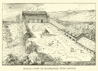 Mangila, kilátás a négyszögre, templommal alkotó: English School