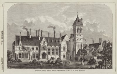 Kúria, Leigh Park, Portsmouth közelében, R. W. Drew úr, építész (metszet) alkotó: English School
