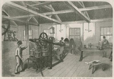 Atlanti tengeralattjáró kábel gyártása a Glass Elliott and Co.s üzemben, East Greenwich alkotó: English School
