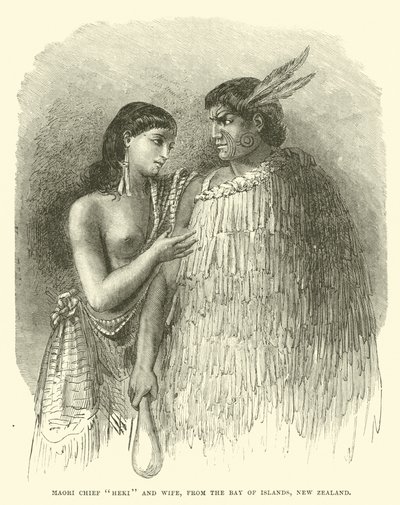 Heki maori főnök és felesége, az új-zélandi Islands-öbölből alkotó: English School