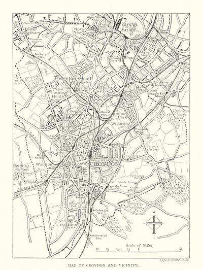 Croydon és környéke térképe (metszet) alkotó: English School