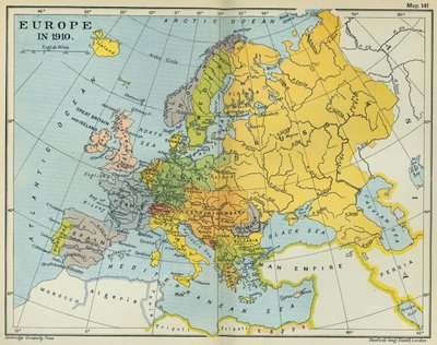 Európa térképe 1910-ben (színes litó) alkotó: English School