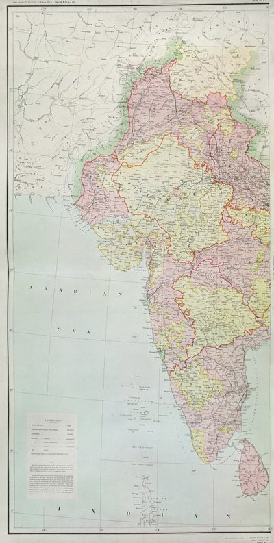 India térképe, H. R. Thuillier ezredes, R. E., India főfelmérője irányítása alatt jelent meg, 1877 alkotó: English School