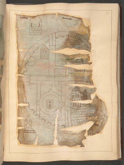 Jeruzsálem térképe a „Winchcombe Chronicle”-ból, MS Cotton Tiberius E. IV, fol.143r (vellum) alkotó: English School