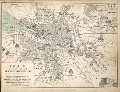 Párizs térképe a francia forradalom kitörésekor, 1789 alkotó: English School