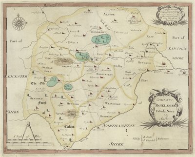 Rutland térképe (színes gravírozás) alkotó: English School