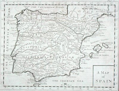 Spanyolország és Portugália térképe, 18. század vége (metszet) alkotó: English School
