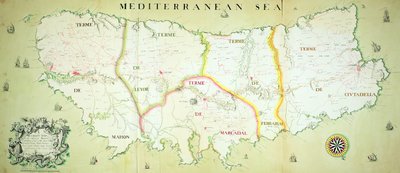 Minorca szigetének térképe, 1740 körül alkotó: English School