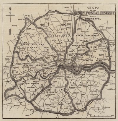 A londoni postai körzetek térképe (metszet) alkotó: English School