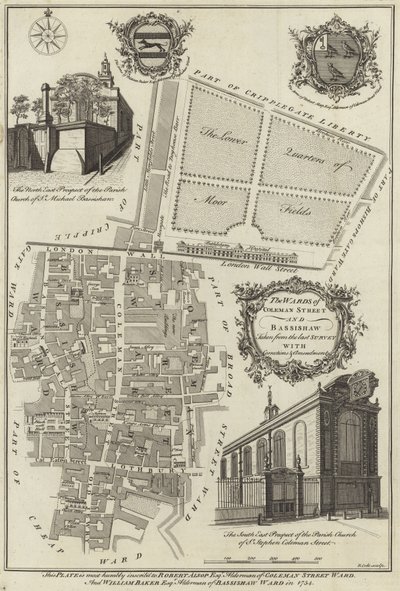 A Coleman Street és a londoni Bassishaw kórtermeinek térképe alkotó: English School