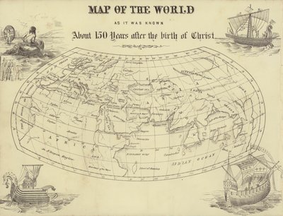 A Krisztus születése után 150 évvel ismert világ térképe (metszet) alkotó: English School