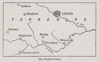 Yorkshire gyapjúvárosait ábrázoló térkép (litho) alkotó: English School