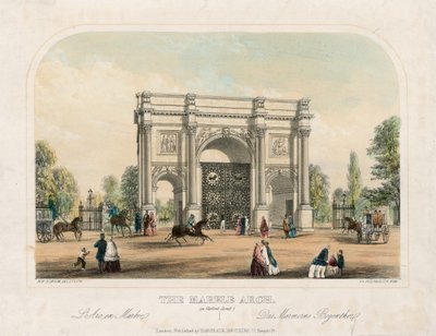 Marble Arch, Oxford Street, London (színes gravírozás) alkotó: English School