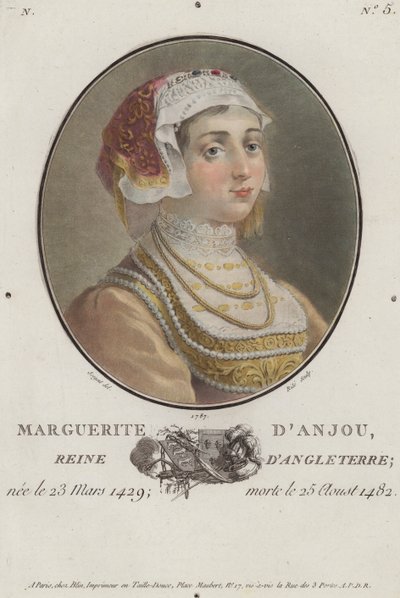Anjou Margit, VI. Henrik angol király hitvese (színes metszet) alkotó: English School