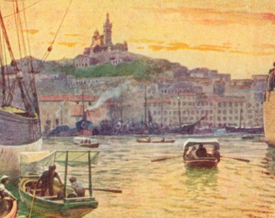 Marseille a kikötőből (színes litográfia) alkotó: English School