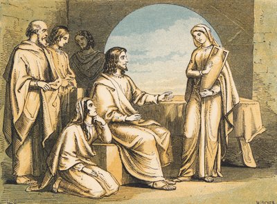 Mária Jézus lábánál (színes metszet) alkotó: English School