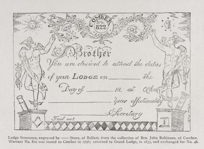 Szabadkőműves páholyi idézés, 1796-ban alkotó: English School