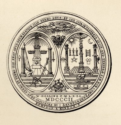 Szabadkőműves pecsét, 1802, „The History of Freemasonry, III. kötet”, Thomas C. Jack kiadója, London, 1883 alkotó: English School