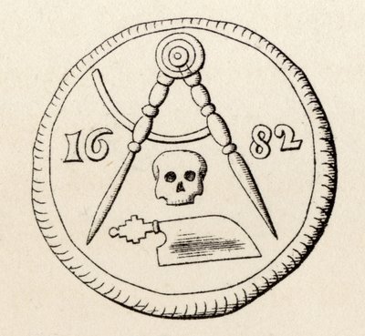 A Maestricht Carpenters szabadkőműves pecsétje, 1682-ben, a „The History of Freemasonry, II. kötet”-ből, Thomas C. Jack kiadója, London, 1883 alkotó: English School