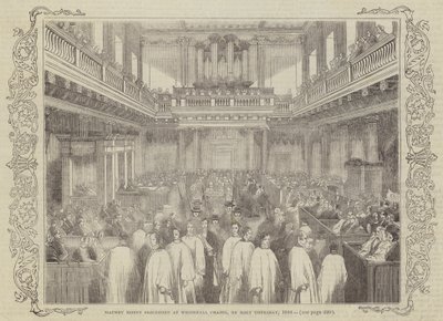 Pénzes felvonulás a Whitehall-kápolnában, 1844-es nagycsütörtökön alkotó: English School